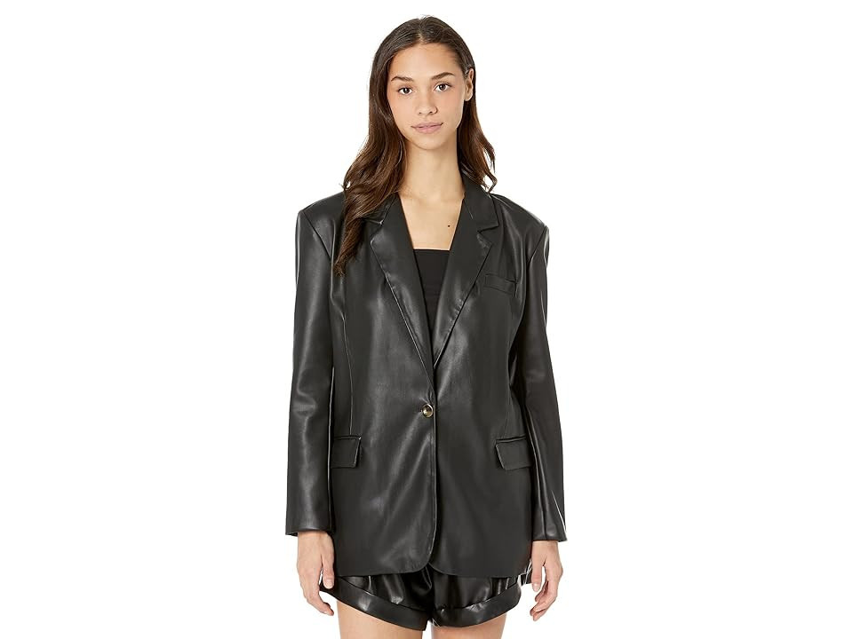 Blank NYC Leather Oversized Blazer (Black) Women's Clothing | Zappos