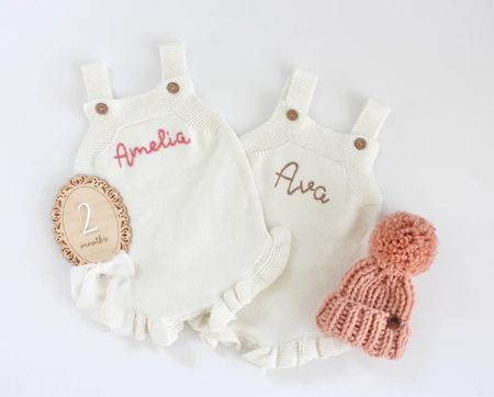 The sweetest little ruffle crochet baby rompers! Love the embroidered names, pairs so well with our monthly milestone pieces for the cutest baby photos!

#LTKBaby #LTKBump #LTKKids