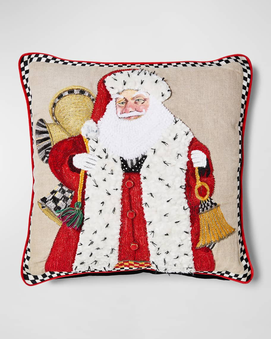 MacKenzie-Childs Westminster Santa Embellished Throw Pillow | Neiman Marcus