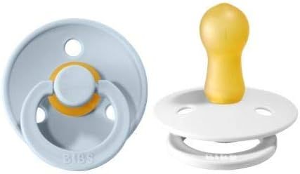 BIBS Baby Pacifier | BPA-Free Natural Rubber | Made in Denmark | White/Baby Blue 2-Pack (0-6 Mont... | Amazon (US)