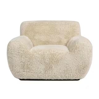 Jennifer Taylor Summit 49 in. Faux Sheepskin Large Overstuffed Living Room Arm Chair Cream Beige ... | The Home Depot