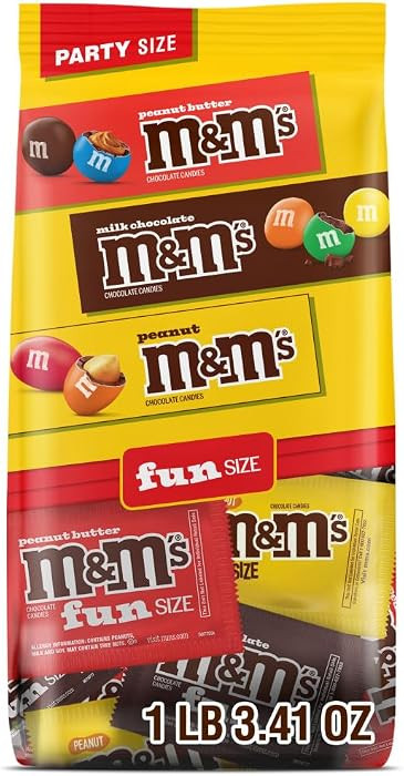 M&M'S Peanut & Peanut Butter Fun Size Candy Variety Pack, Bulk, 19.41 oz | Amazon (US)