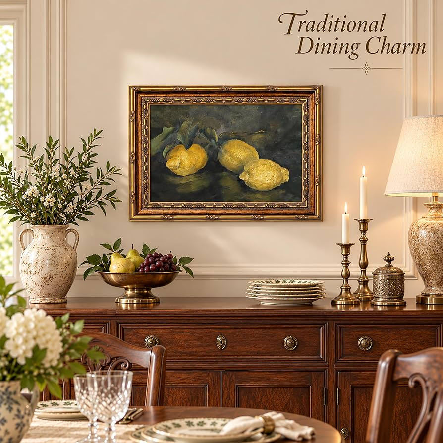 Vintage Framed Lemon Still Life Canvas Wall Art 9x11 Inch | Amazon (US)