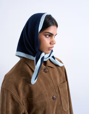 Topshop Heidi knitted headscarf in navy & light blue | ASOS | ASOS (Global)