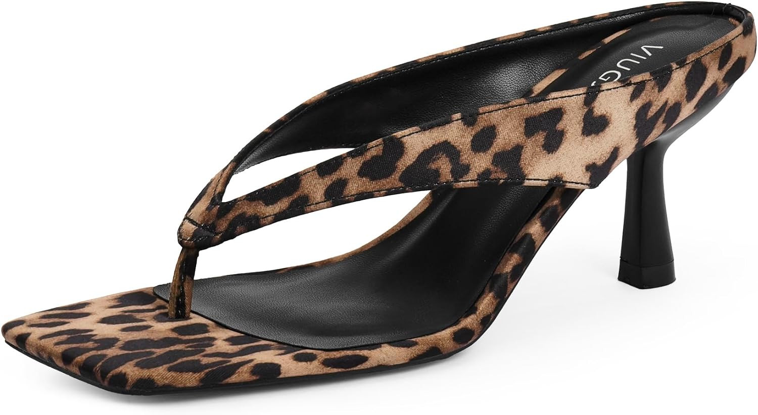 Women's Square Toe Thong Kitten Heel Sandal | Amazon (US)