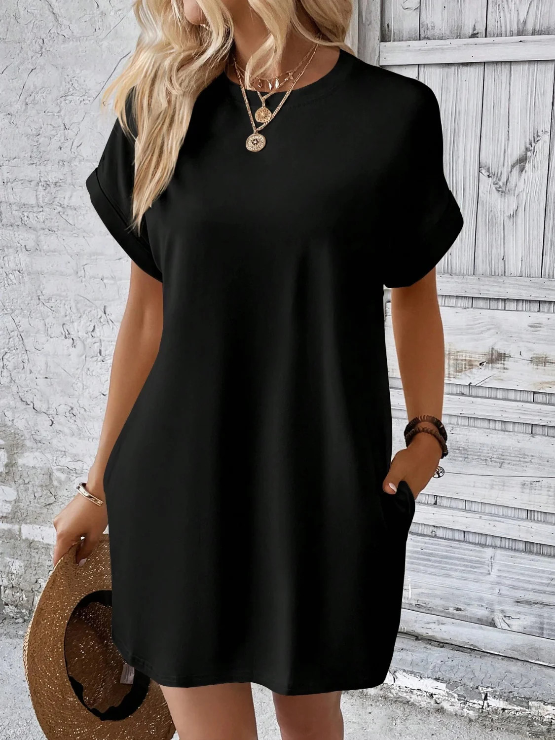 Round Neck Short Sleeve Mini Dress | Casual Chic Boutique