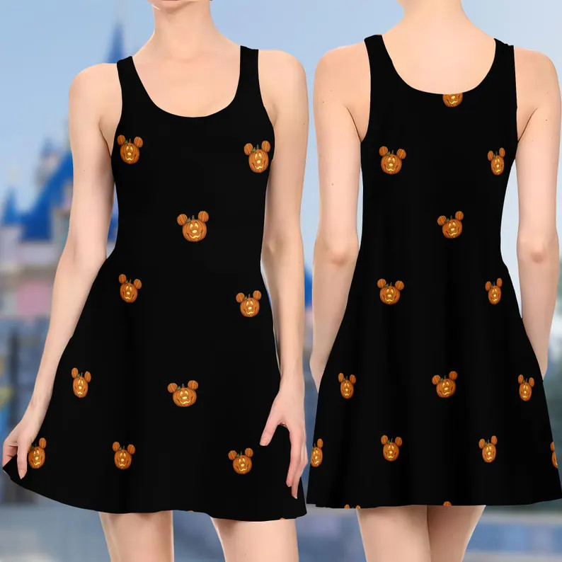 Halloween Pumpkins Party Skater Dress, Mickey Mouse Head Adult Dress, Mickey's Not So Scary Outfi... | Etsy (Global)