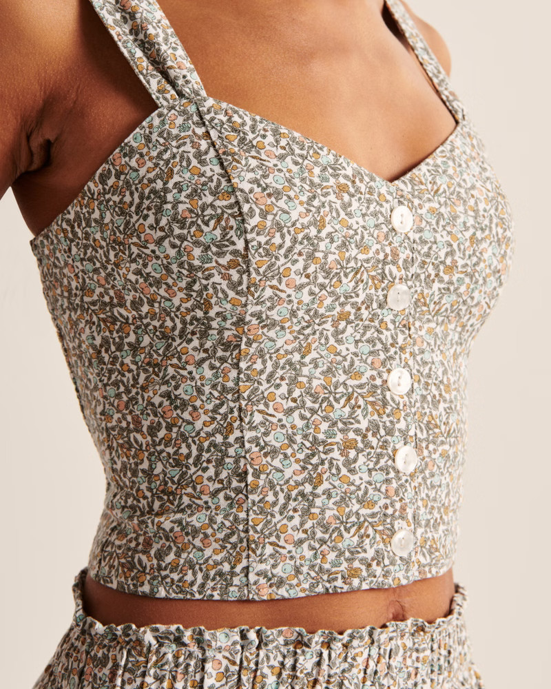 Pleated Wide Strap Button-Through Cami | Abercrombie & Fitch (US)