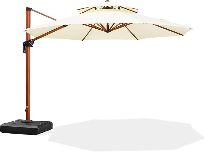 PURPLE LEAF 11ft Patio Umbrella Outdoor Round Umbrellas Large Cantilever Umbrella Windproof Offse... | Amazon (US)