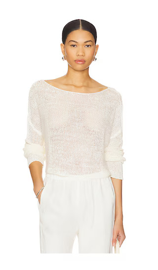 Linen Open Knit Bateau Sweater in White | Revolve Clothing (Global)