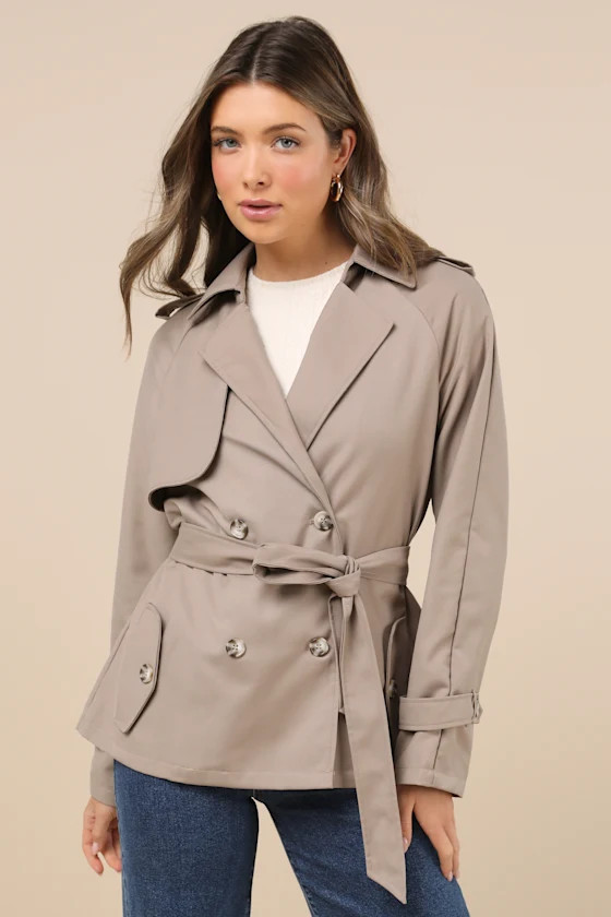 Trencherous Khaki Short Cropped Trench Coat | Lulus