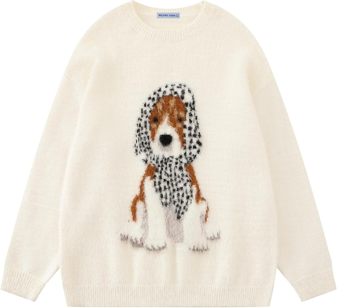 Aelfric Eden Graphic Sweater Cute Dog Sweaters Vintage Oversized Crewneck Knit Pullover Streetwea... | Amazon (US)