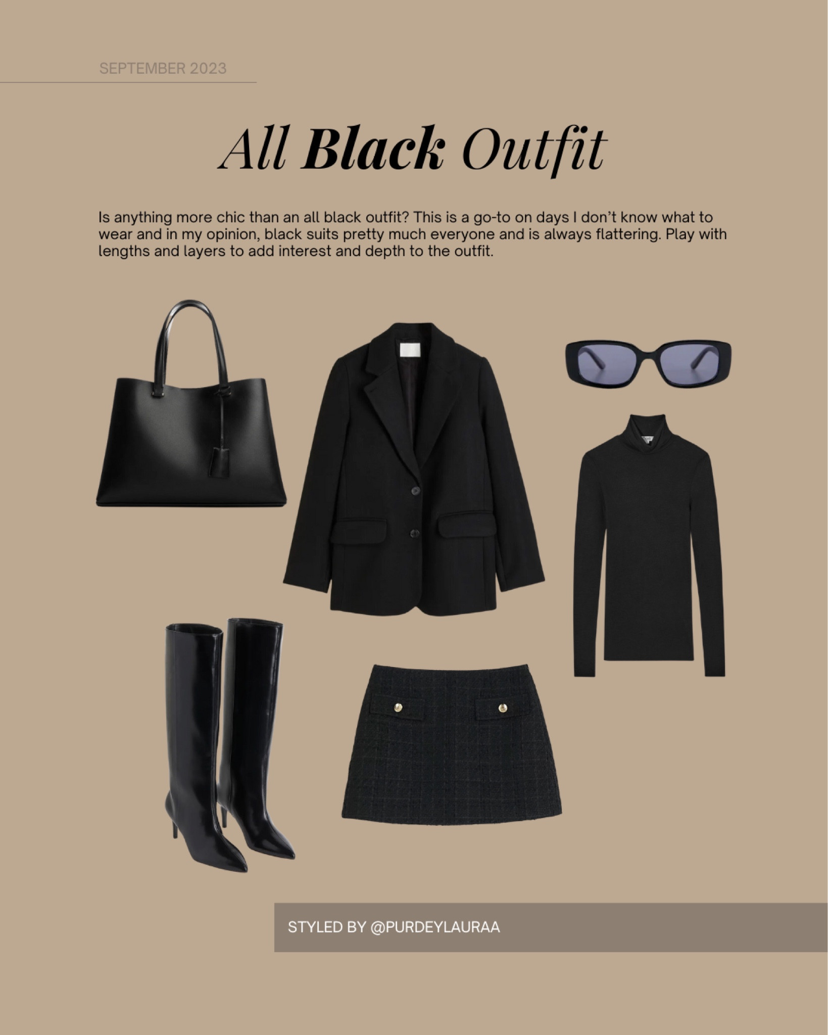 All black outfit, H&M blazer, COS knitwear, boucle skirt, knee high boots, Mango bag 

#LTKeurope #LTKstyletip #LTKshoecrush