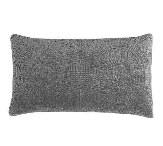 Velvet Medallion Quilted Shams - Flagstone | Pottery Barn (US)