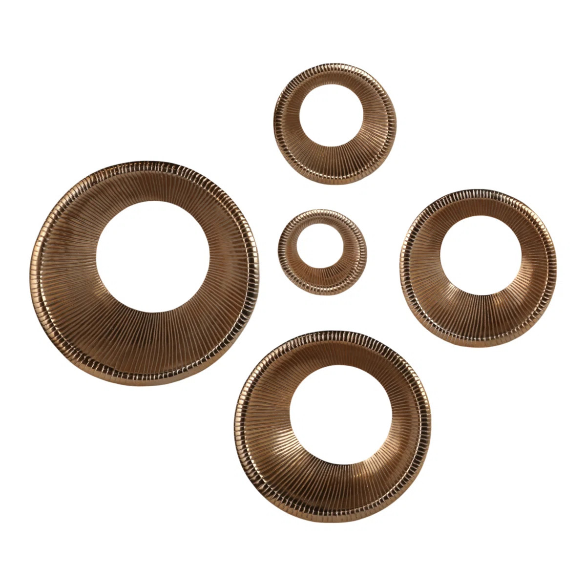 Modern Metal & Aluminum Wall Art Set, Ribbed Circular Design, Gold Finish, 25" Largest Piece, Con... | Wayfair North America