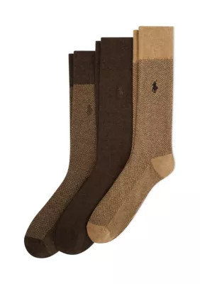 Polo Ralph Lauren Men's Classic Embroidered Cotton Socks - 3 Pack, Beige, 10 - 13 | Belk