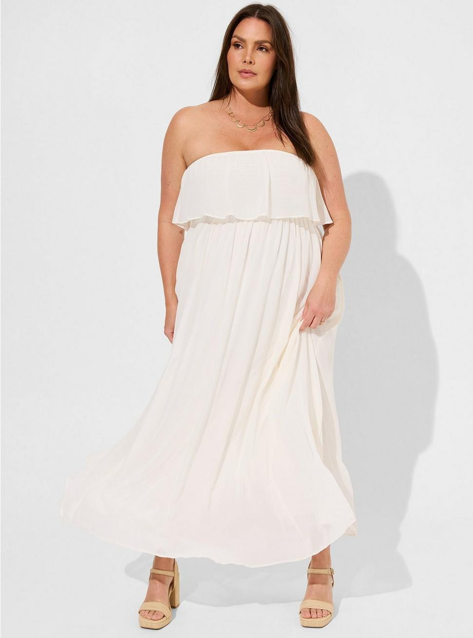 Maxi Chiffon Strapless Ruffle Dress | Torrid (US & Canada)
