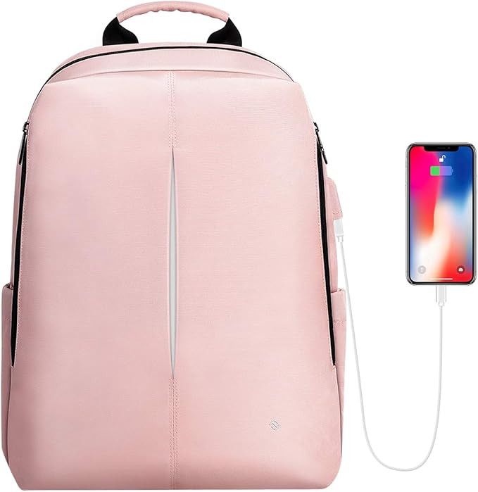 FINPAC Laptop Backpack, Casual Daypack with USB Port for Travel School Work (Pink) | Amazon (US)