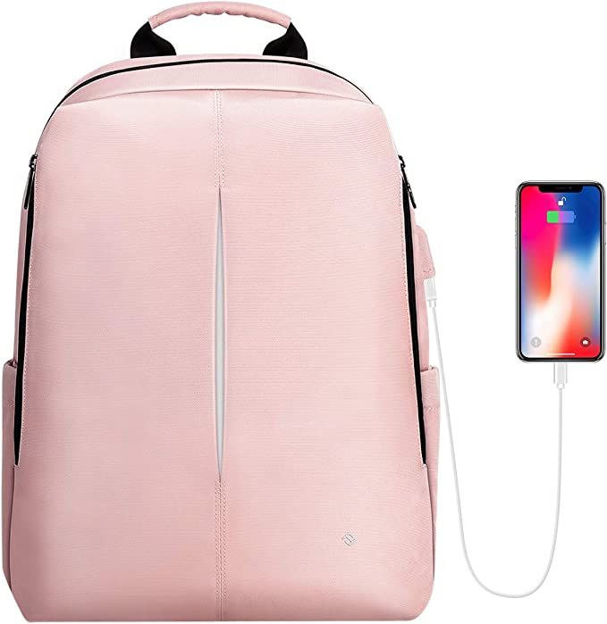 FINPAC Laptop Backpack, Casual Daypack with USB Port for Travel School Work (Pink) | Amazon (US)