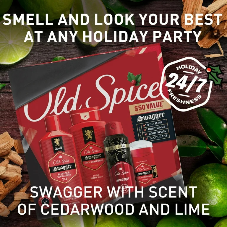 Old Spice Holiday Gift Pack for Men, Swagger Scent, Body Wash, Aluminum Free Deodorant, Body Spra... | Walmart (US)