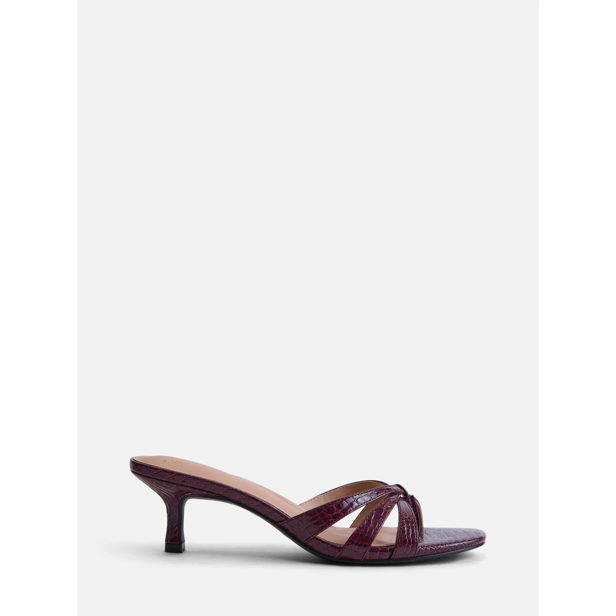 Time and Tru Women's Faux Leather Kitten Heel Mule Sandals | Walmart (US)