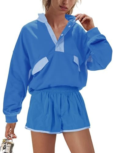 Nirovien Womens Workout Sets Short Athletic Set Activewear 2 Piece Outfits Pullover Sweatshirt an... | Amazon (US)