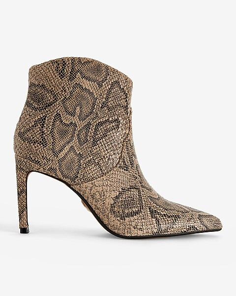 Snakeskin Thin Heel Booties | Express