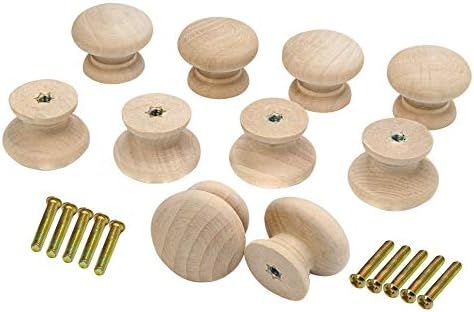 10PCS Round Wood Drawer Knob Unfinished Cabinet Furniture Drawer Knobs Mushroom Shape Pulls Handl... | Amazon (US)