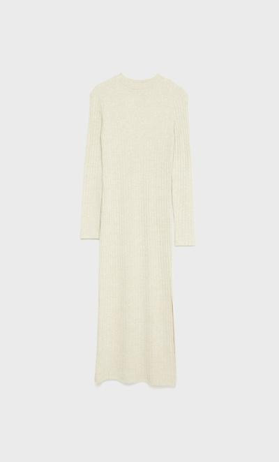 Robe midi en maille côtelée au toucher doux - Robes femme | Stradivarius France | Stradivarius (FR)