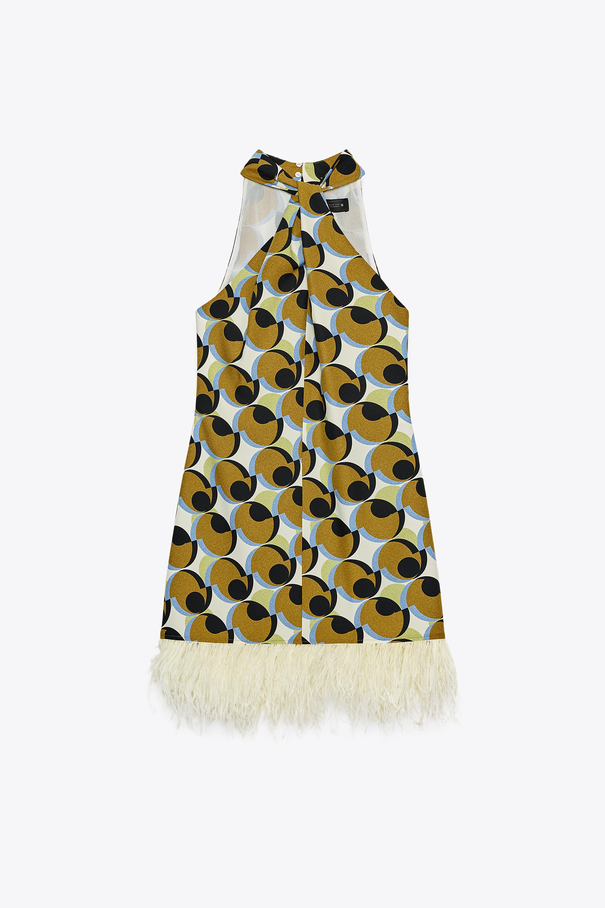 GEOMETRIC PRINT FEATHER MINI DRESS | Zara US