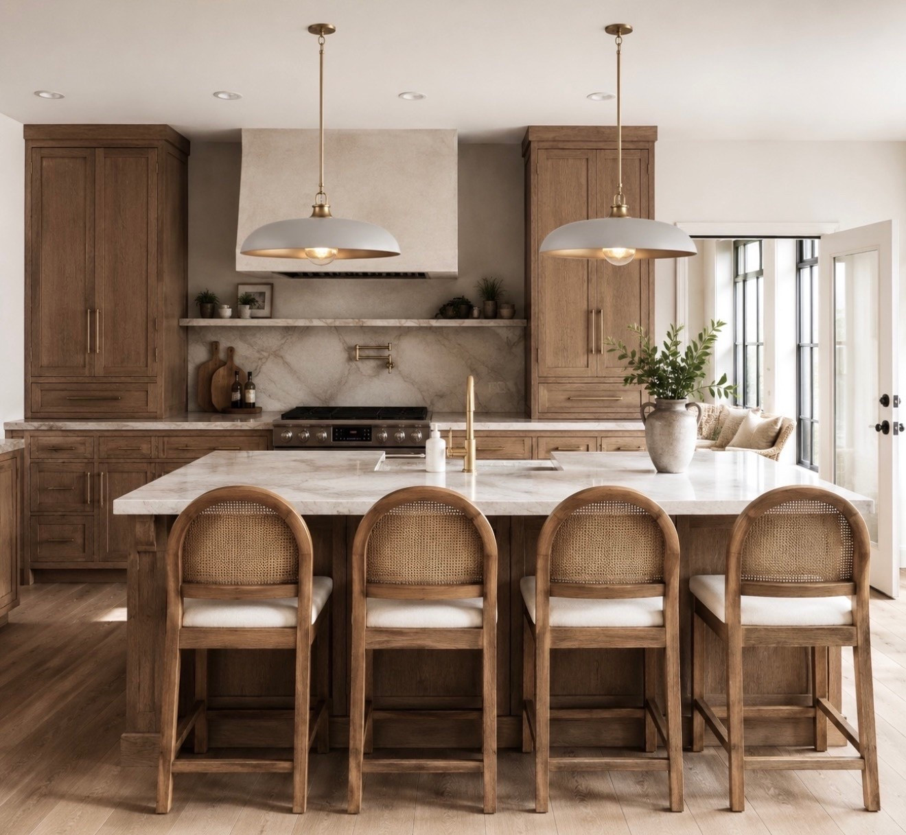 These cane-back bar stools are the moment. The curved silhouette, warm wood tones, and textured detail instantly make the entire kitchen feel custom and high-end without trying too hard 🥰❤️

Paired with these oversized brass pendants, the whole space gives that organic modern luxury look everyone is obsessing over right now!

I love how these pieces make the kitchen feel bright, cozy, and expensive at the same time, the kind of space that makes you want to slow down, pour a coffee, and stay awhile if you've been searching for timeless bar stools that will completely transform your kitchen and make your island look professionally designed... these are IT. And trust me, these styles sell out FAST

#Itkhome #organicmodern #kitcheninspo #luxurykitchen #barstools #kitchendesign #modernhome #warmminimalism
#homedecor #neutralhome #kitchenstyle #interiordesign #coastalluxe #designerlookforless #kitchenisland #pendantlighting #highendhome
#modernrustic #homeinspo

#LTKSaleAlert #LTKHome #LTKselfcare

ltksalealert ltkhome interiordesign homedecor homeinspo kitcheninspo kitchenstyle modernhome kitchendesign kitchenisland neutralhome barstools modernrustic luxurykitchen pendantlighting organicmodern coastalluxe itkhome highendhome walmart_july2022 ltkxwayday designerlookforless ltkselfcare warmminimalism

#LTKMothersDay #LTKHome #LTKSaleAlert