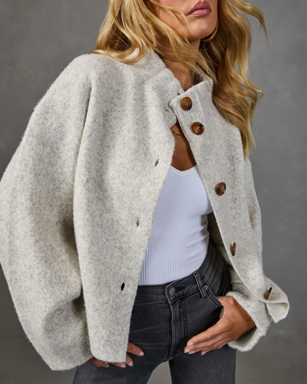 Comfort Club Brushed Mockneck Cardigan Grey / XS | VICI