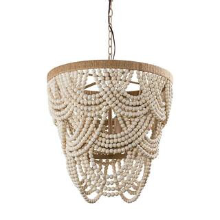 Flint Garden Modern Boho Dining Room Chandelier 4-Light Distressed White Island Chandelier with W... | The Home Depot