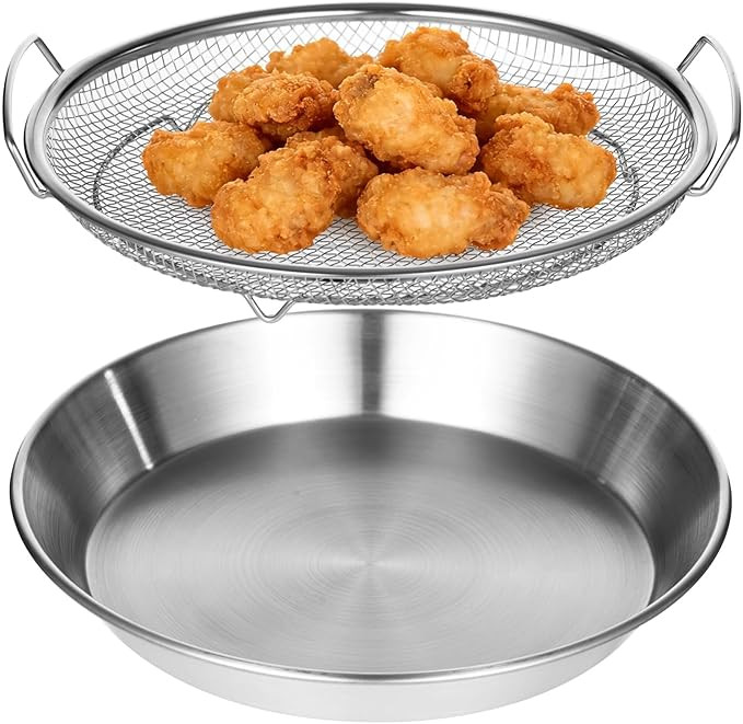 Stainless Steel Oil Filter Tray, Grill Drip Pan with Mesh Strainer, Round Oil Draining Tray, Filt... | Amazon (US)