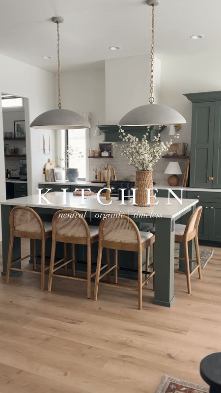 Neutral + organic (and bold) kitchen inspo!

+ walls are painted SW Pure White
+ cabinets are SW Pewter Green
+ these concrete, oversized pendants are my faaaav and totally make this space 

When picking out cabinet color, I felt like green was a bold choice, but the right choice, yeah?

Follow @frengpartyof6 for more affordable home styling, home decor, diys, and more!

#kitchen #kitchengoals #kitchendesign #smallkitchen #cottagestylehome #organicmodern #lightandbright #ltkhome  

#LTKstyletip #LTKhome #LTKsalealert