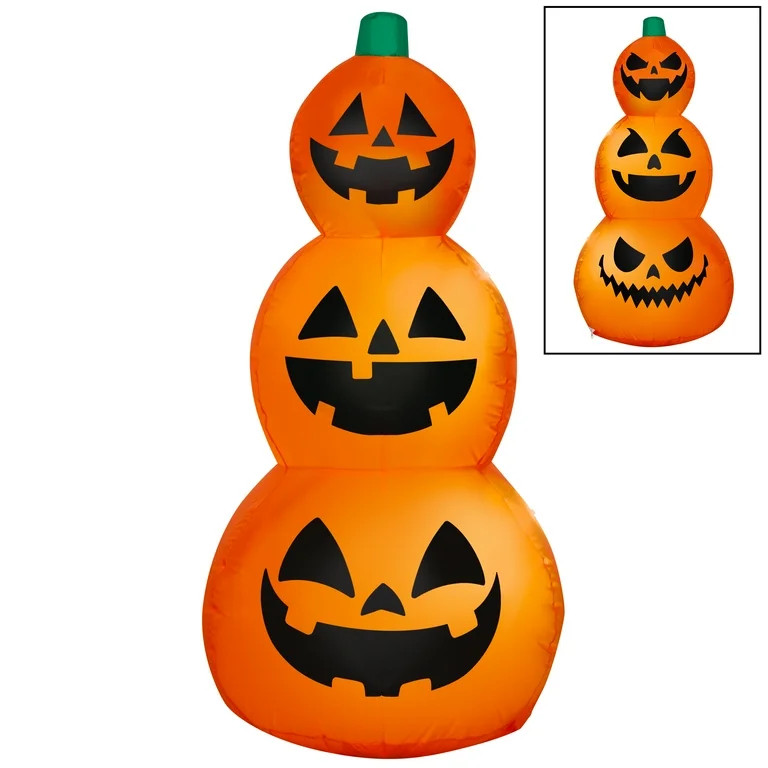 Halloween Airblown Inflatable, Reversible Pumpkin Stack, 4', by Way To Celebrate - Walmart.com | Walmart (US)