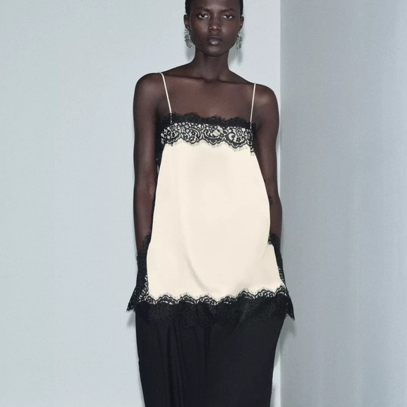 ZARA SATIN EFFECT LACE TOP ZW COLLECTION | Poshmark