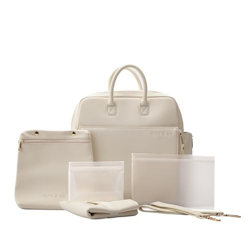 Ayla & Co Full-Size Diaper Bag Backpack, Baby Essentials Cross-Body Changing Bag for Baby Girl/Boy Convertible Straps Portable Tote Bag, Baby Changing Pad, Insulated Pockets & Pouch, Ivory | Amazon (US)