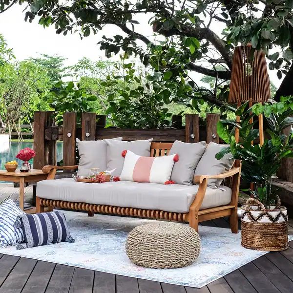 Cambridge Casual Chara Teak Outdoor Daybed with Cushion | Bed Bath & Beyond