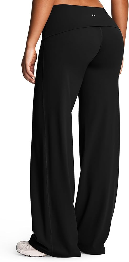 Aoxjox Women's Workout Fold Over Waist Straight Leg Bottoms Lumastretch™ Gym Yoga Pants 31"/33"... | Amazon (US)