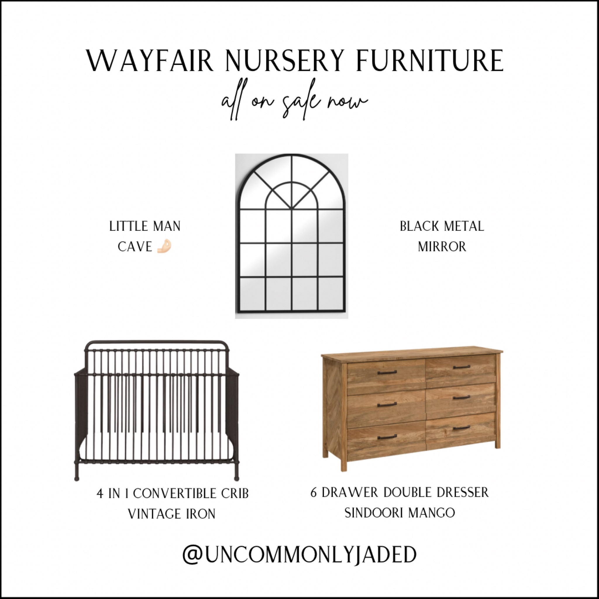 S A L E / Carter’s little man cave furniture ALL ON SALE NOW! 

#wayfair #wayday 

double dresser | vintage iron metal 4-in-one crib | black metal mirror | nursery

#LTKsalealert #LTKhome #LTKstyletip