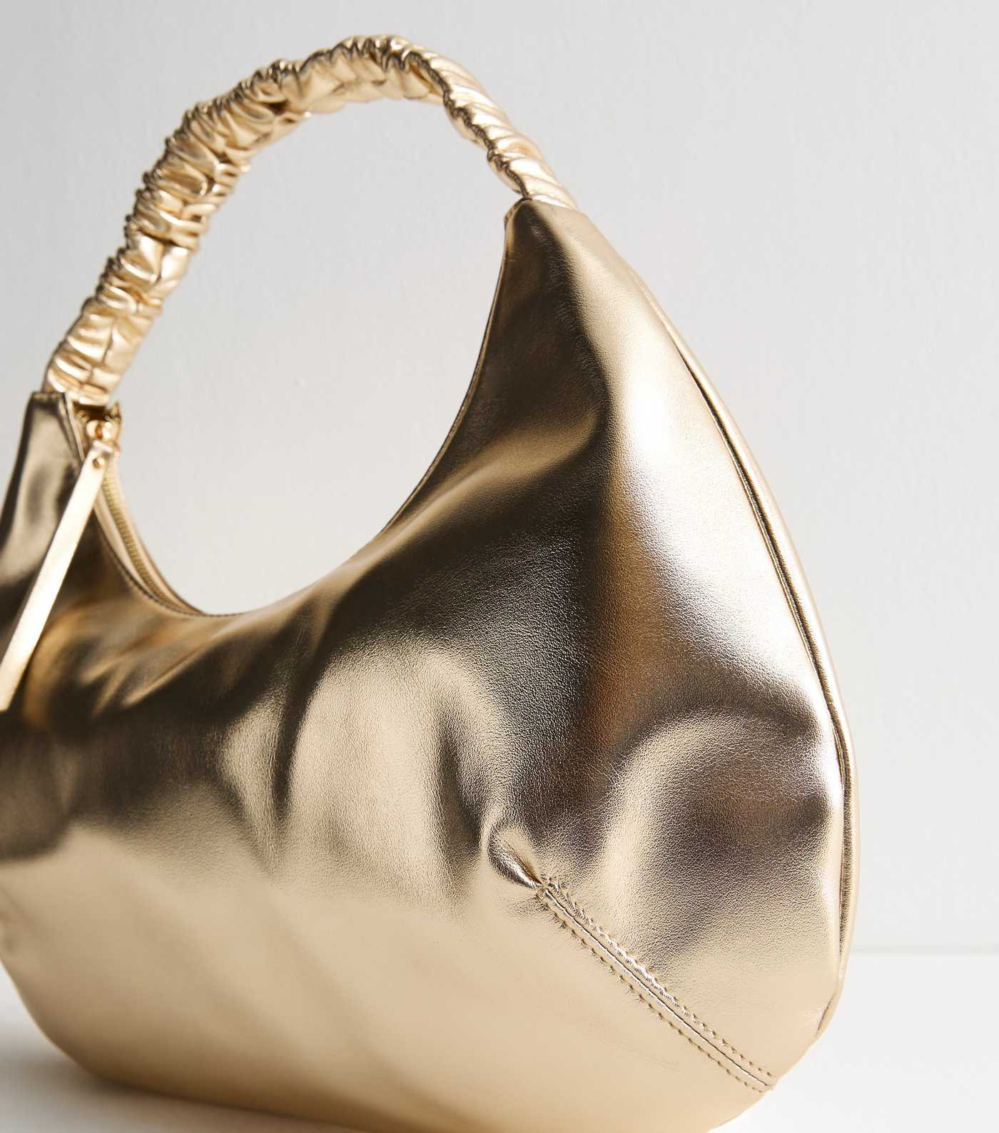 Gold Faux Leather Ruched Strap Scoop Shoulder Bag | New Look | New Look (UK)