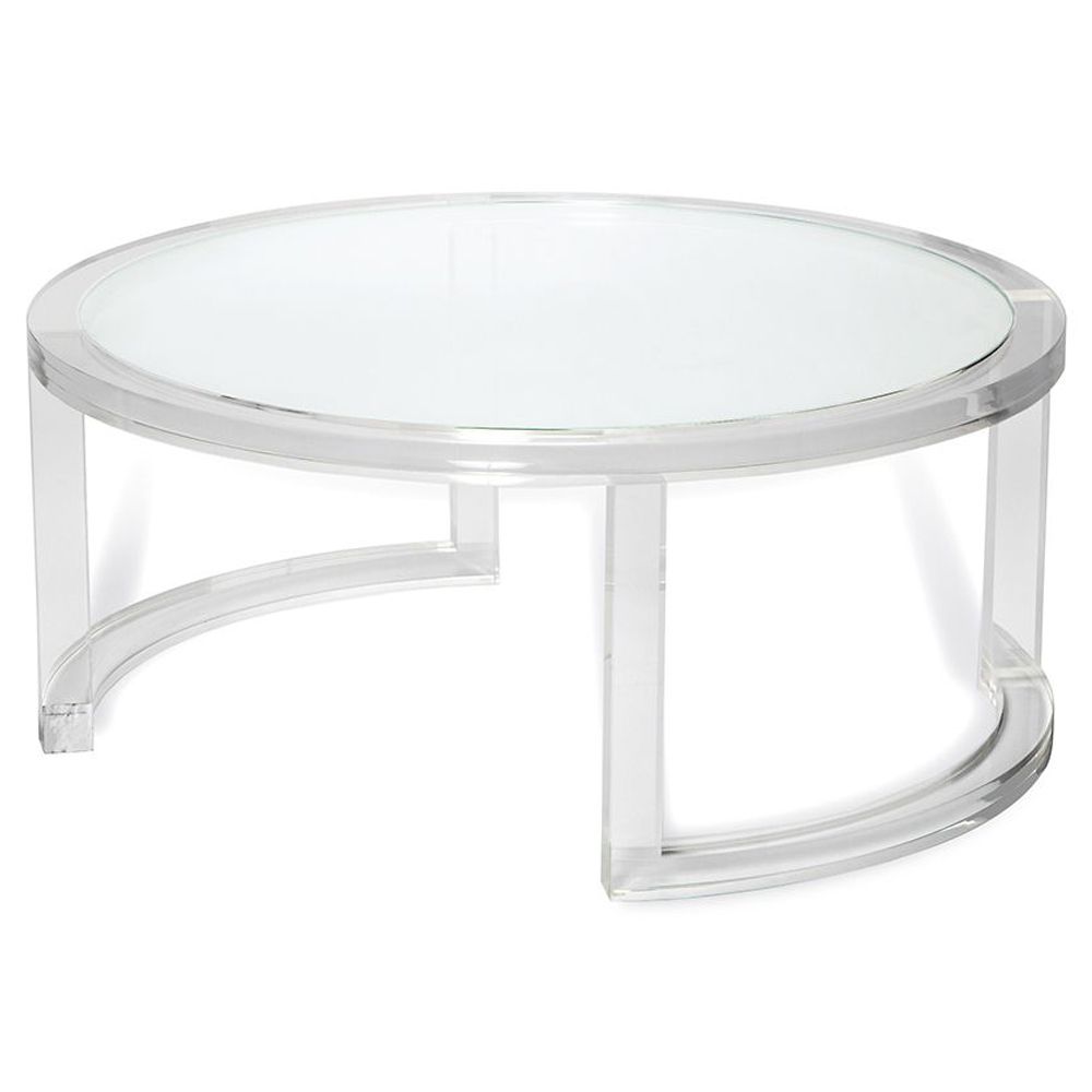 Ava Modern Round Clear Glass Acrylic Coffee Table | Kathy Kuo Home