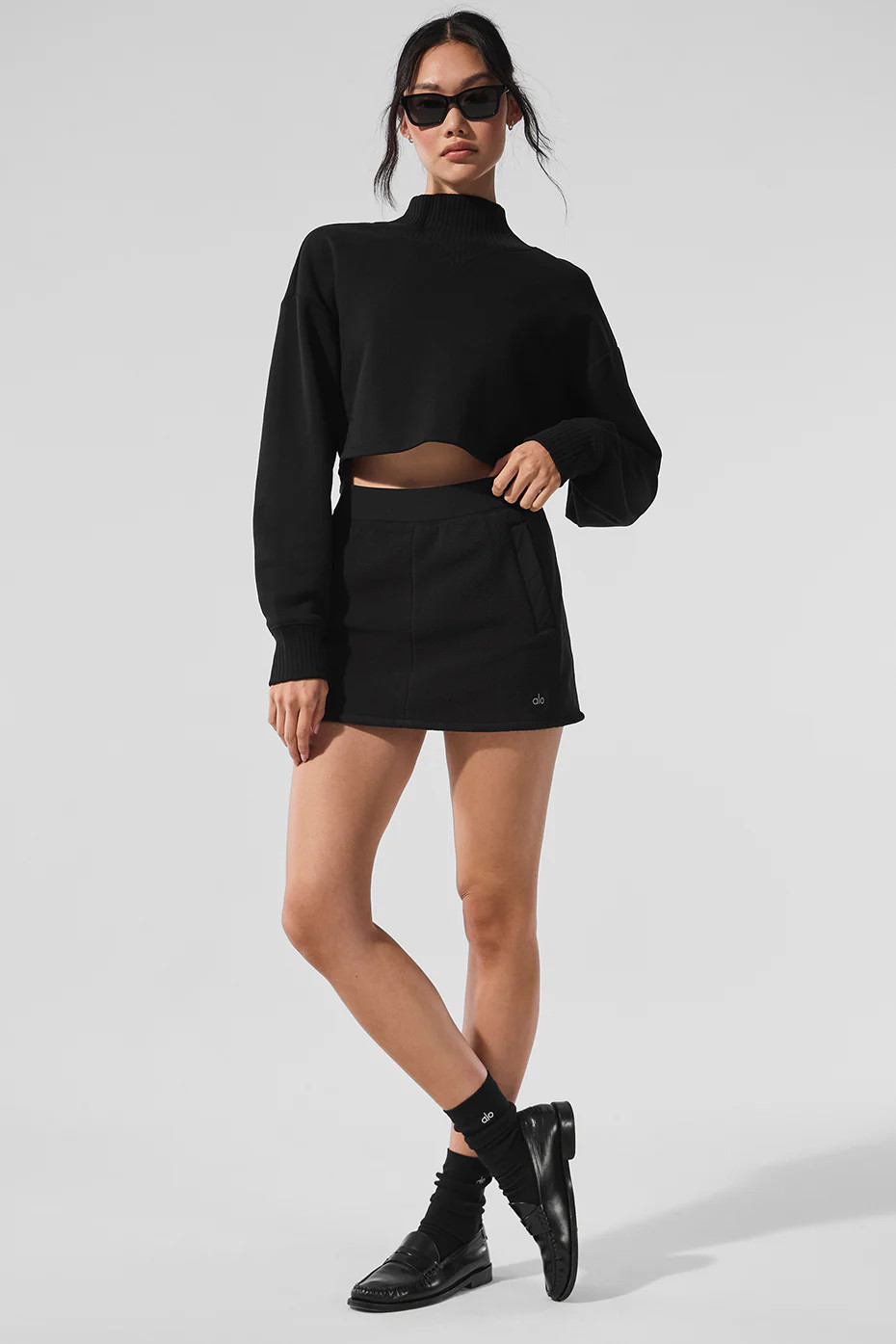 ALO | Polar Fleece Wintry Mix Skirt in Black, Size: Small | Alo Yoga (US)