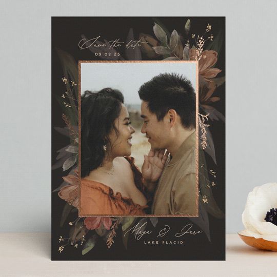 "Wild Love" - Customizable Foil-pressed Save The Date Cards in Brown by Susan Moyal. | Minted