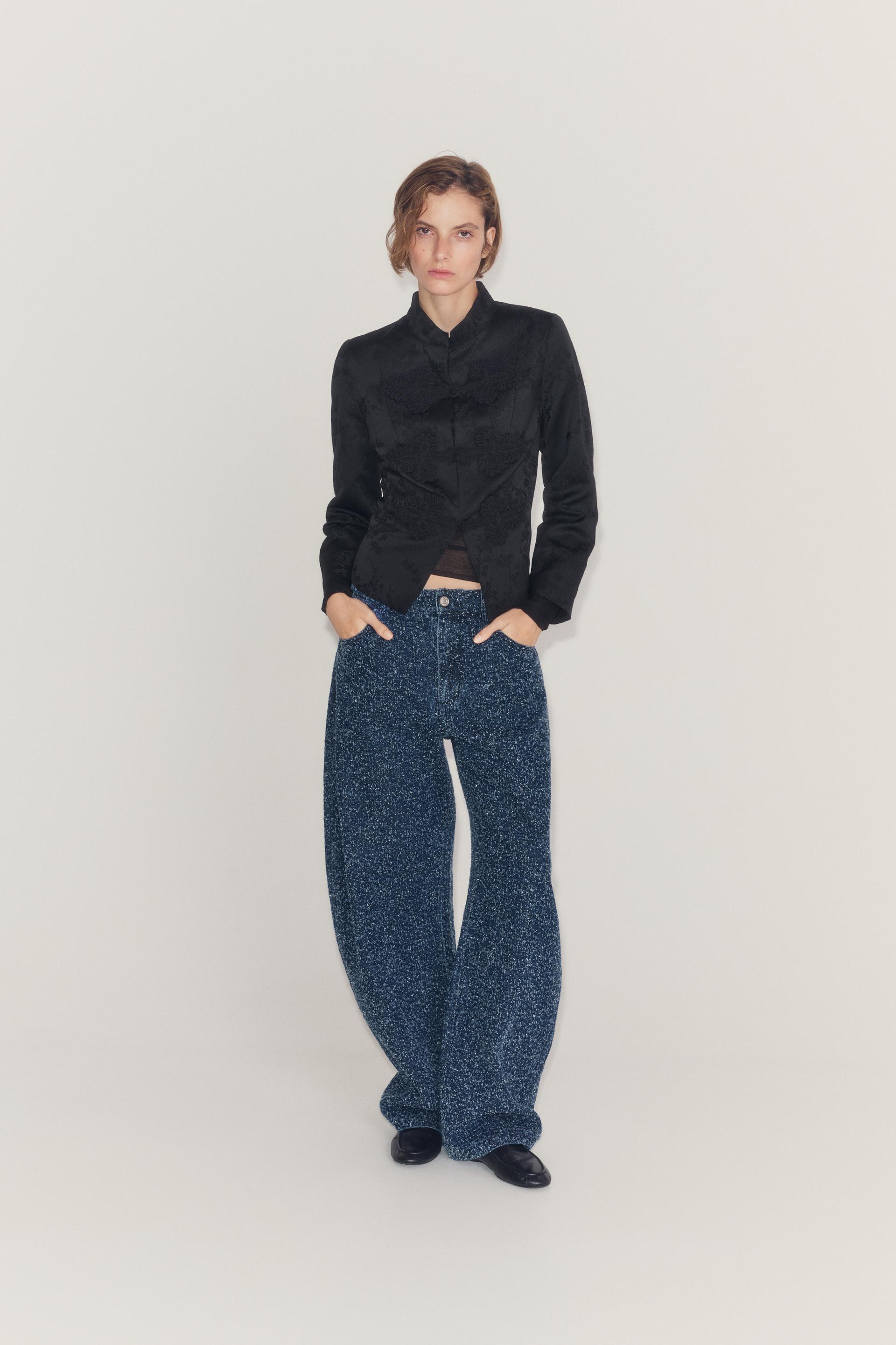 Zara - Zw Collection Jacquard Jacket With Frog Fastenings - Black - S - Woman | Zara US