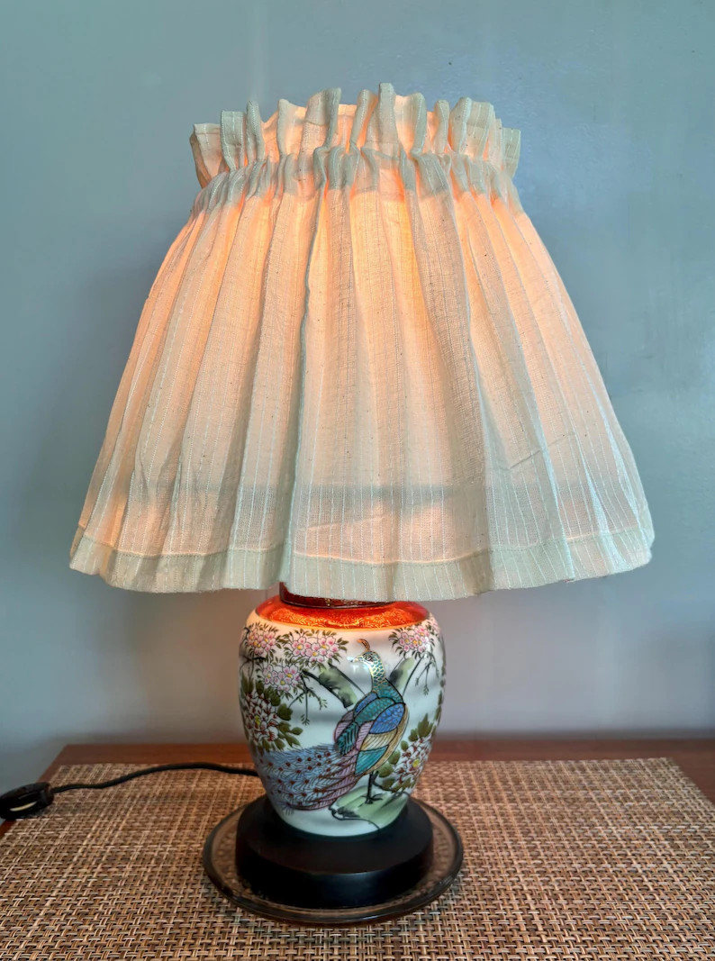 Textured Cotton Lampshade Slipcover: Gathered Skirt Cover | Etsy (Global)