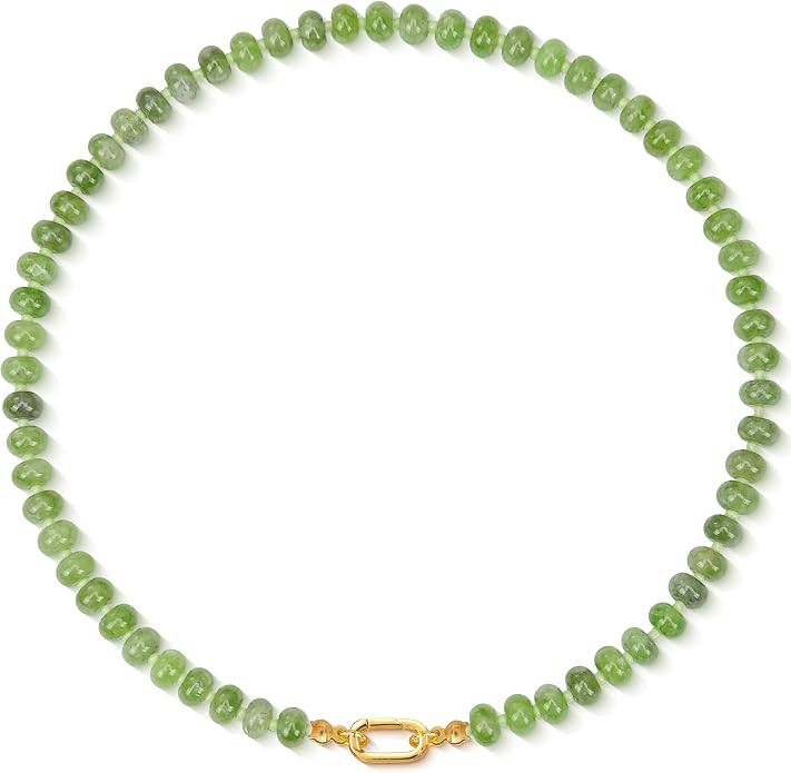 Natural Jade Rondelle Gemstone Beaded Necklace for Women | Amazon (US)