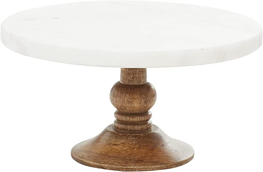 Deco 79 Mango Wood Cake Stand with Wood Base, 10" x 10" x 5", White | Amazon (US)