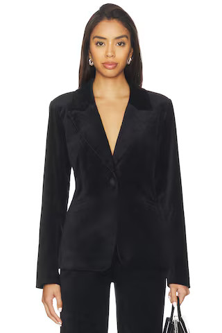 Good American Velvet Sculpted Blazer in Black. - size M | Revolve Clothing (Global)